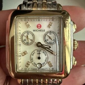 Michele Deco Two-Tone Gold and Silver Watch